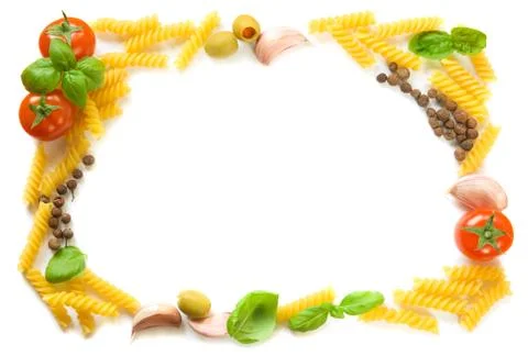 Pasta ingredients frame Stock Photos