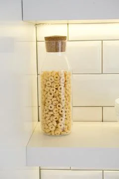 Pasta in a jar, empty plates Stock Photos