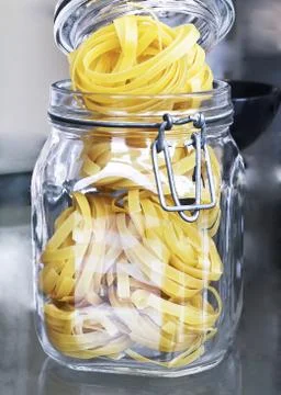 Pasta in a jar. Stock Photos