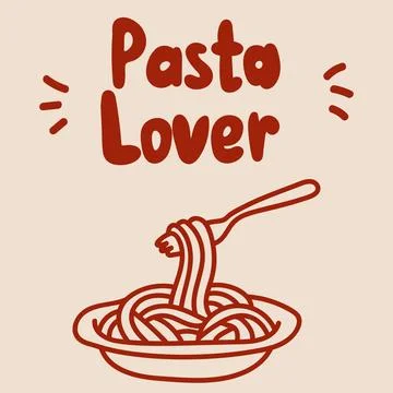 Pasta Lover Spaghetti Doodle Illustrazione stock