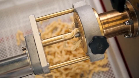 Pasta machine cafe handmade falling from homemade reastaurant italian Stock Footage 91556003