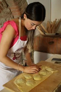 Pasta making class in Tuscany Stock Photos