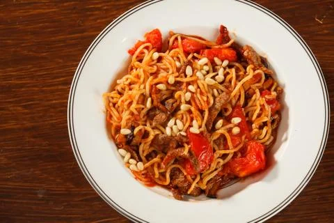 Pasta with meat Stock Photos