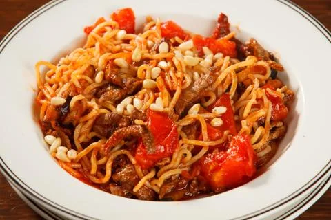 Pasta with meat Fotos Stock
