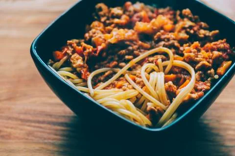 Pasta With Meat Stock Photos