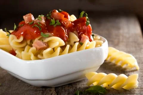 Pasta with meat sauce Stock Photos