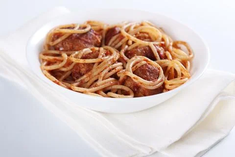 Pasta with meatballs Stock Photos