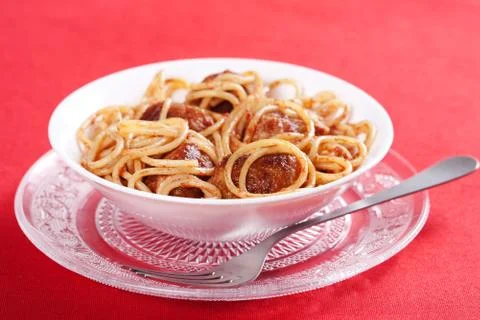 Pasta with meatballs Stock Photos