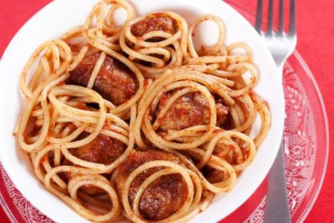 Pasta with meatballs Stock Photos