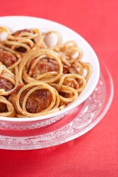 Pasta with meatballs Stock Photos