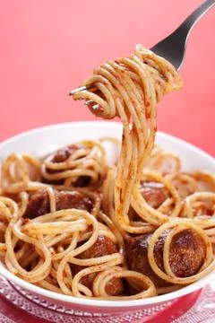 Pasta with meatballs Stock Photos