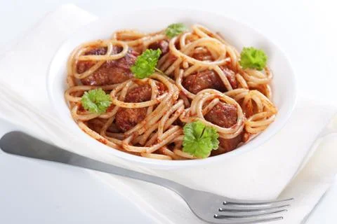 Pasta with meatballs Stock Photos