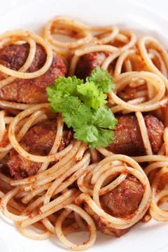 Pasta with meatballs Stock Photos