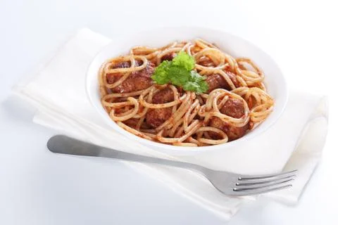 Pasta with meatballs Stock Photos