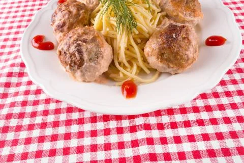 Pasta with meatballs Stock Photos