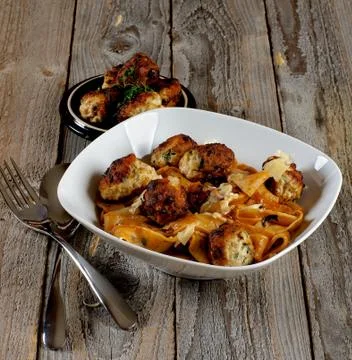 Pasta with Meatballs Stock Photos