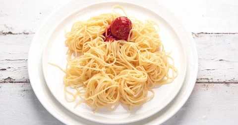 Pasta with meatballs. Top view Stock Footage 151067279