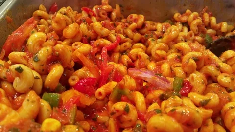 Pasta With Mixed Vegetable Sauce Stock Footage 74410966