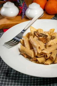 Pasta with mushroom. Stock Photos