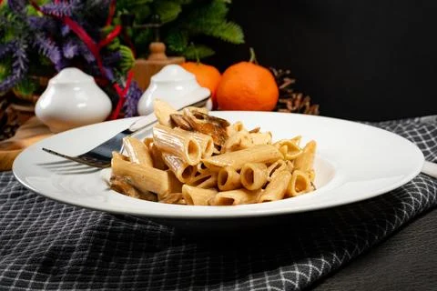 Pasta with mushroom. Stock Photos