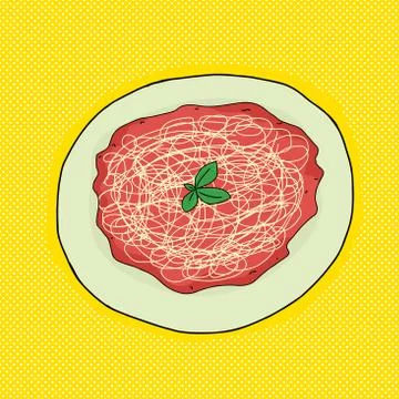 Pasta noodles with basil Stock Illustration