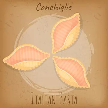 Pasta or macaroni in shape of shell. Italian national cuisine. Conchiglie Illustrazione stock