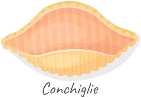 Pasta or macaroni in shape of shell. Italian national cuisine. Conchiglie Illustrazione stock