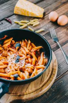 Pasta In Pan Stock Photos