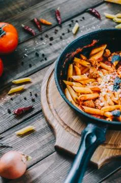 Pasta In Pan Stock Photos