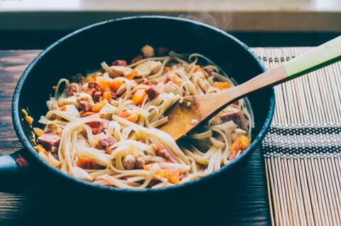 Pasta In Pan Stock Photos