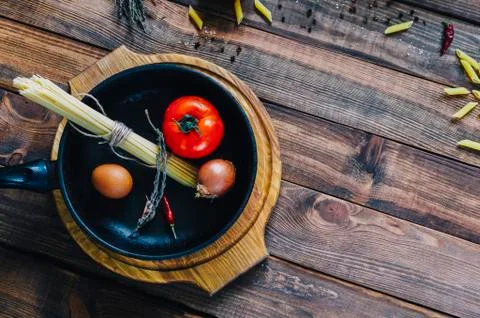 Pasta In Pan Stock Photos