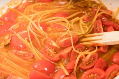 Pasta in a pan Foto stock