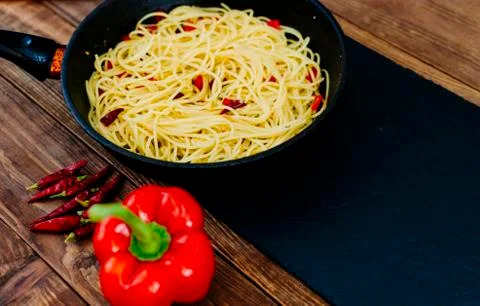 Pasta With Pepper Stock Photos