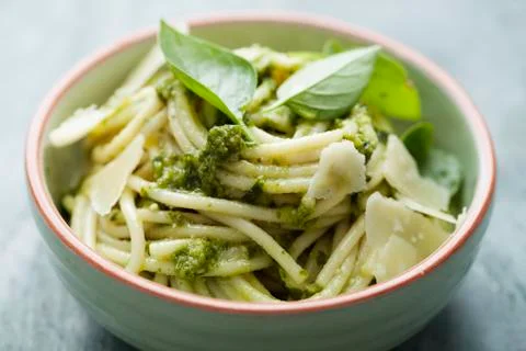Pasta with pesto Stock-Fotos