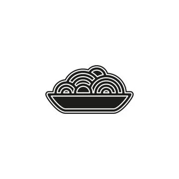 Pasta plate icon - vector spaghetti illustration, noodle bowl - meal time Stock Illustration