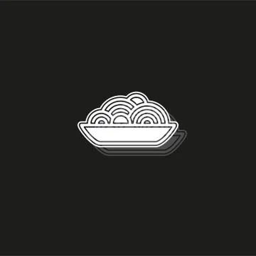 Pasta plate icon - vector spaghetti illustration, noodle bowl - meal time Stock Illustration