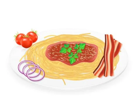 Pasta on a plate with vegetables vector illustration Stock Illustration
