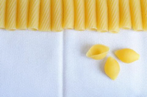 Pasta, raw macaroni frame, concept for Italian food Stock Photos