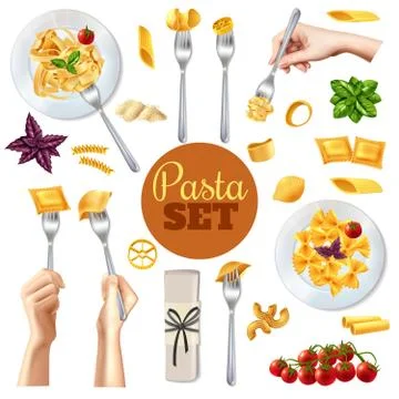 Pasta Realistic Set Stock Illustration