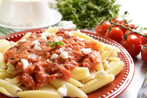 Pasta with ricotta Stock Photos