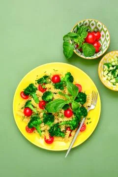 Pasta salad with broccoli Stock Photos