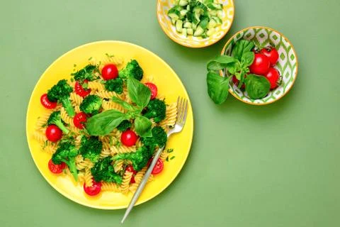 Pasta salad with broccoli Stock Photos