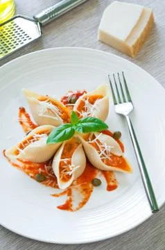 Pasta with salmon Stock Photos