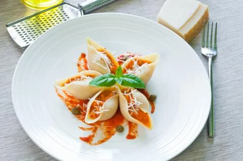 Pasta with salmon Foto stock