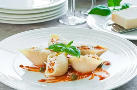 Pasta with salmon Stock Photos