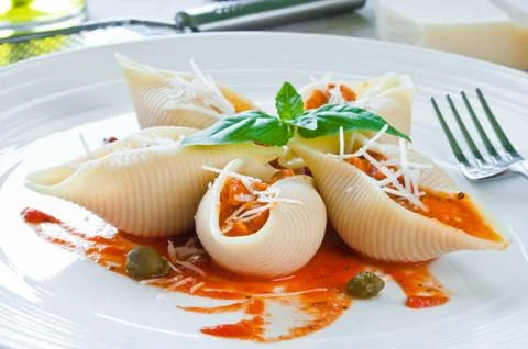 Pasta with salmon 스톡 사진