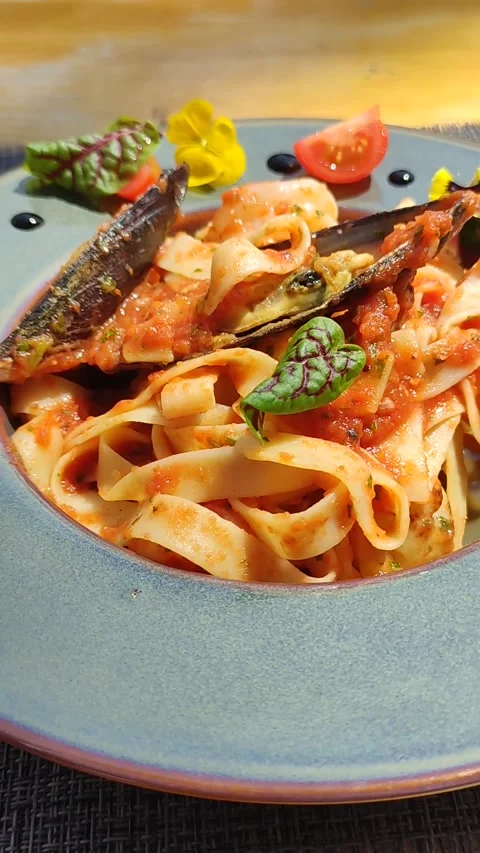 Pasta with seafood Stock Footage 246212105