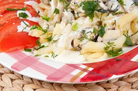 Pasta with seafood Stock Photos