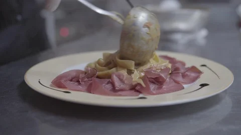 Pasta Served On White Plate Stock Footage 87550296