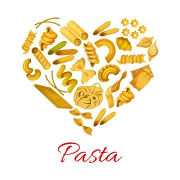 Pasta in shape of heart vector symbol Stock Illustration